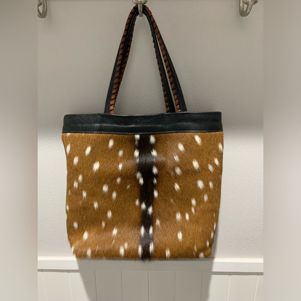 Axis hide purse/tote with leather trim